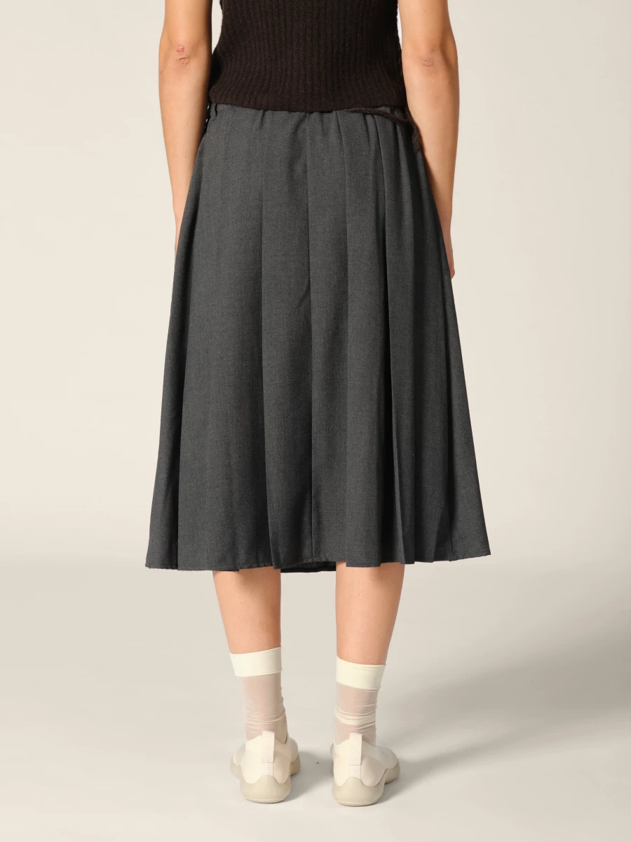 Grey 'Lach' wide pleated midi skirt