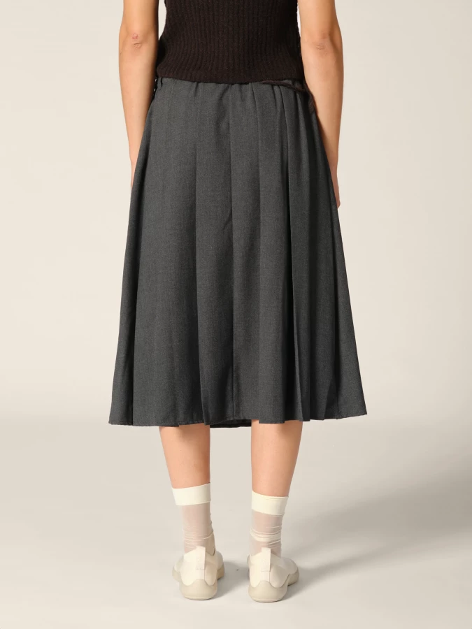 Grey 'Lach' wide pleated midi skirt