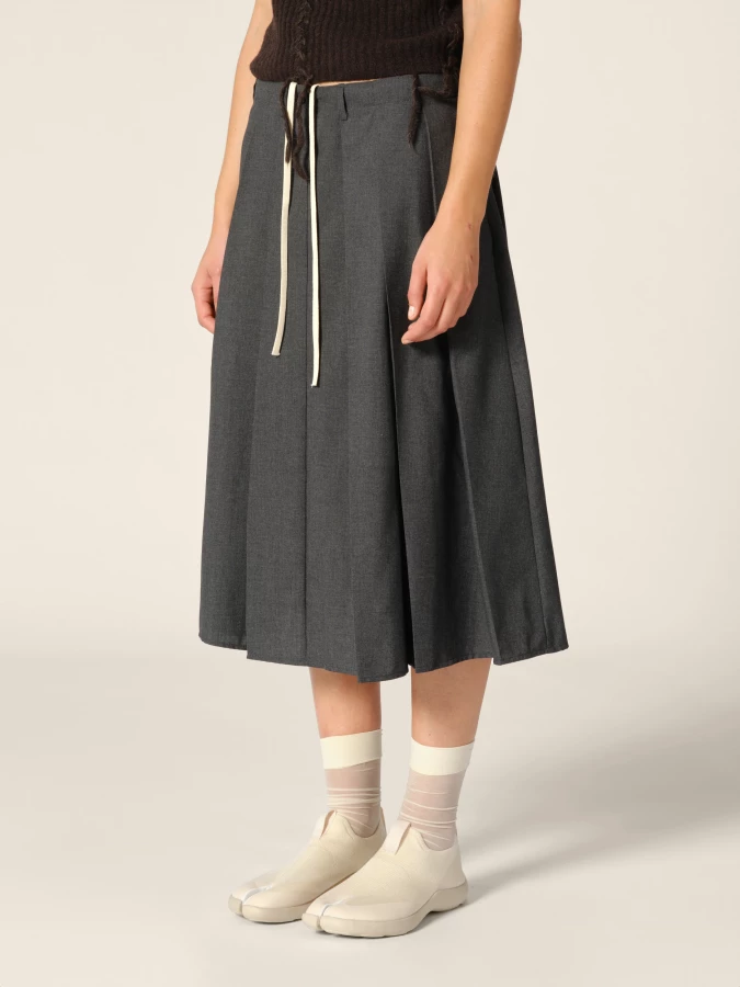 Grey 'Lach' wide pleated midi skirt