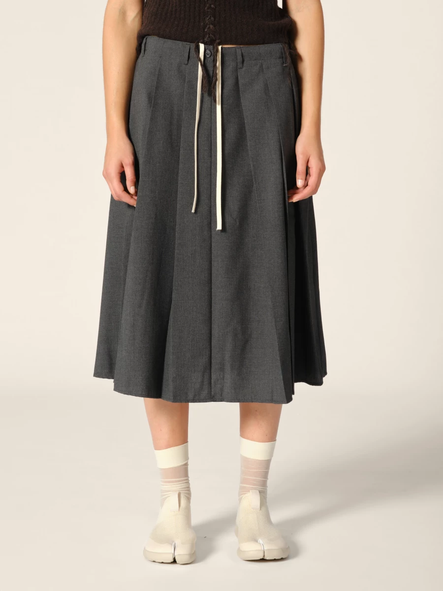 Grey 'Lach' wide pleated midi skirt