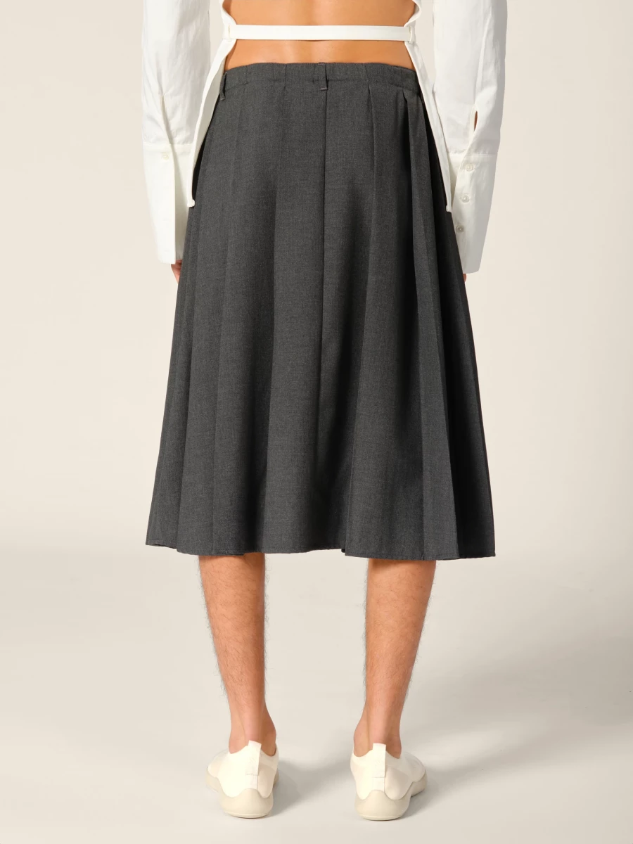 Grey 'Lach' wide pleated midi skirt
