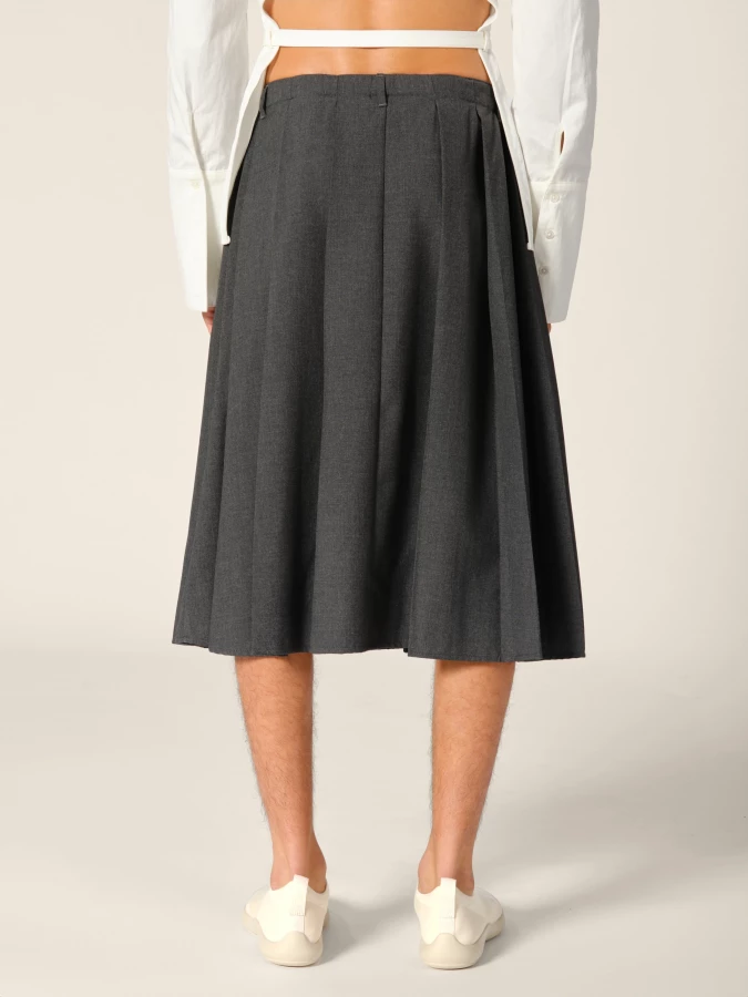 Grey 'Lach' wide pleated midi skirt