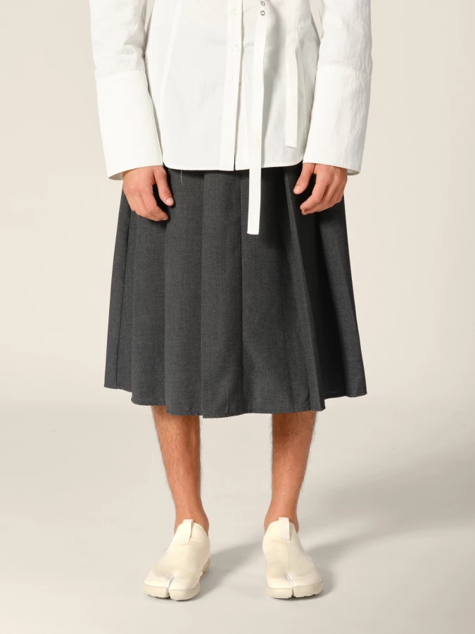 Grey 'Lach' wide pleated midi skirt