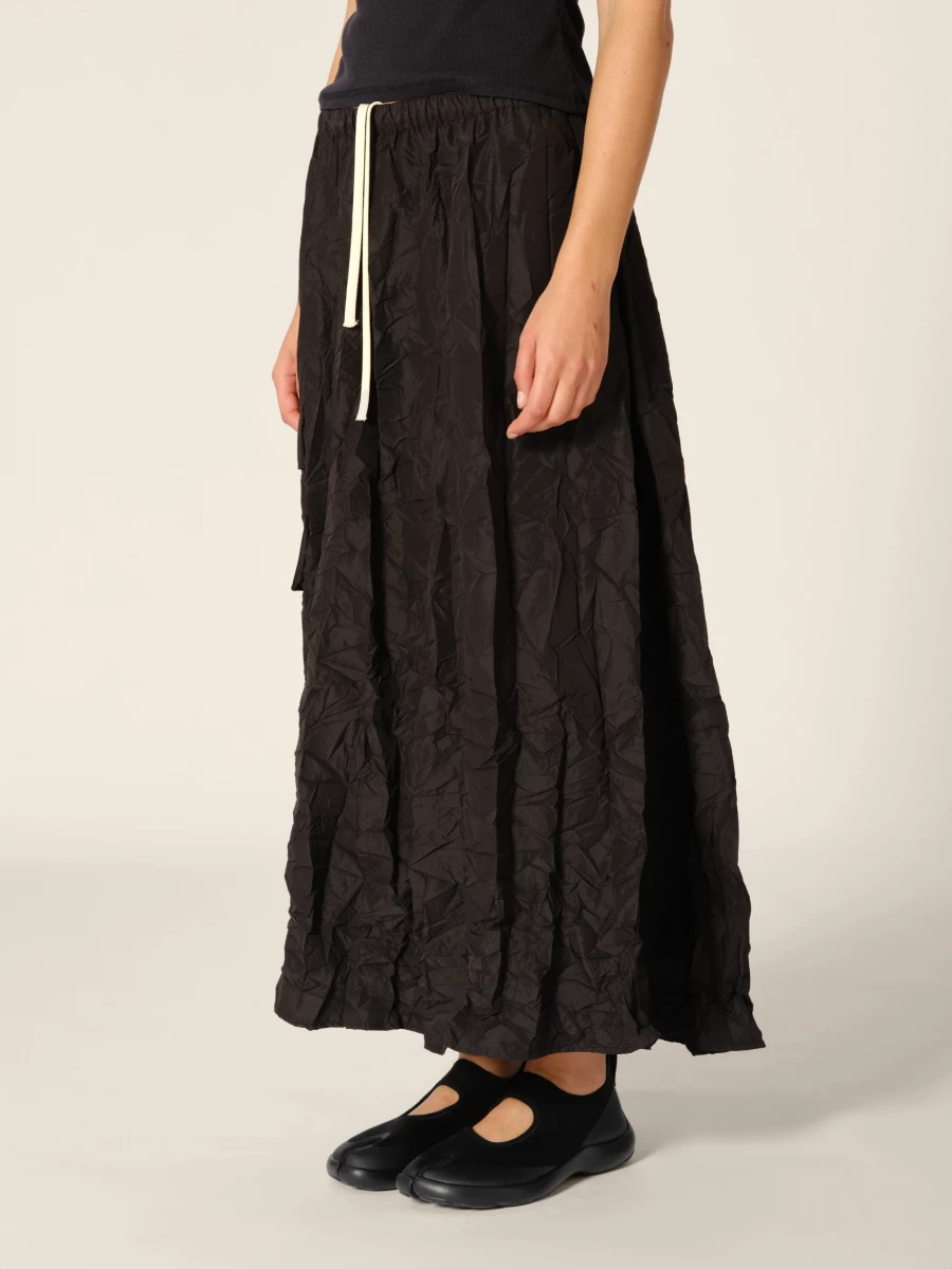 Black 'Ayta' crinkled midi skirt