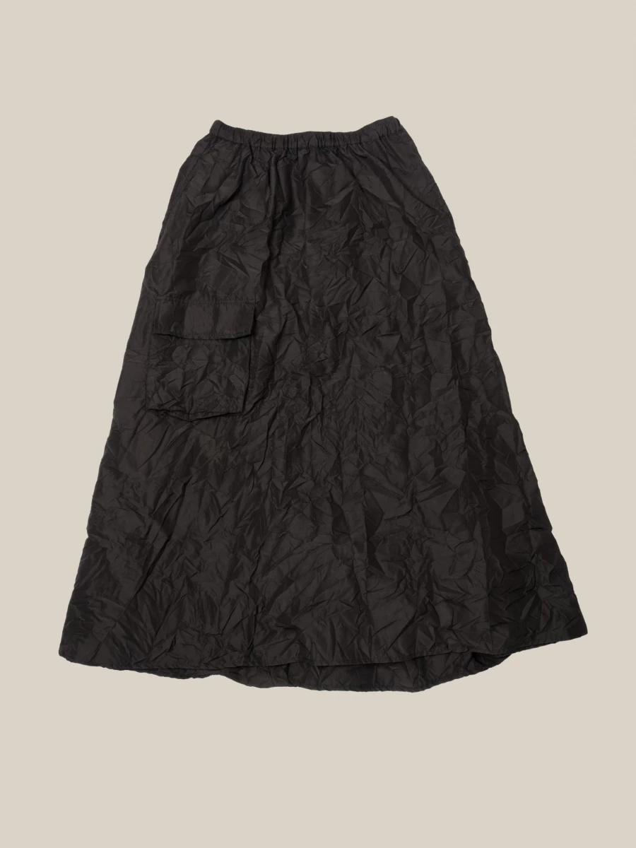 Black 'Ayta' crinkled midi skirt