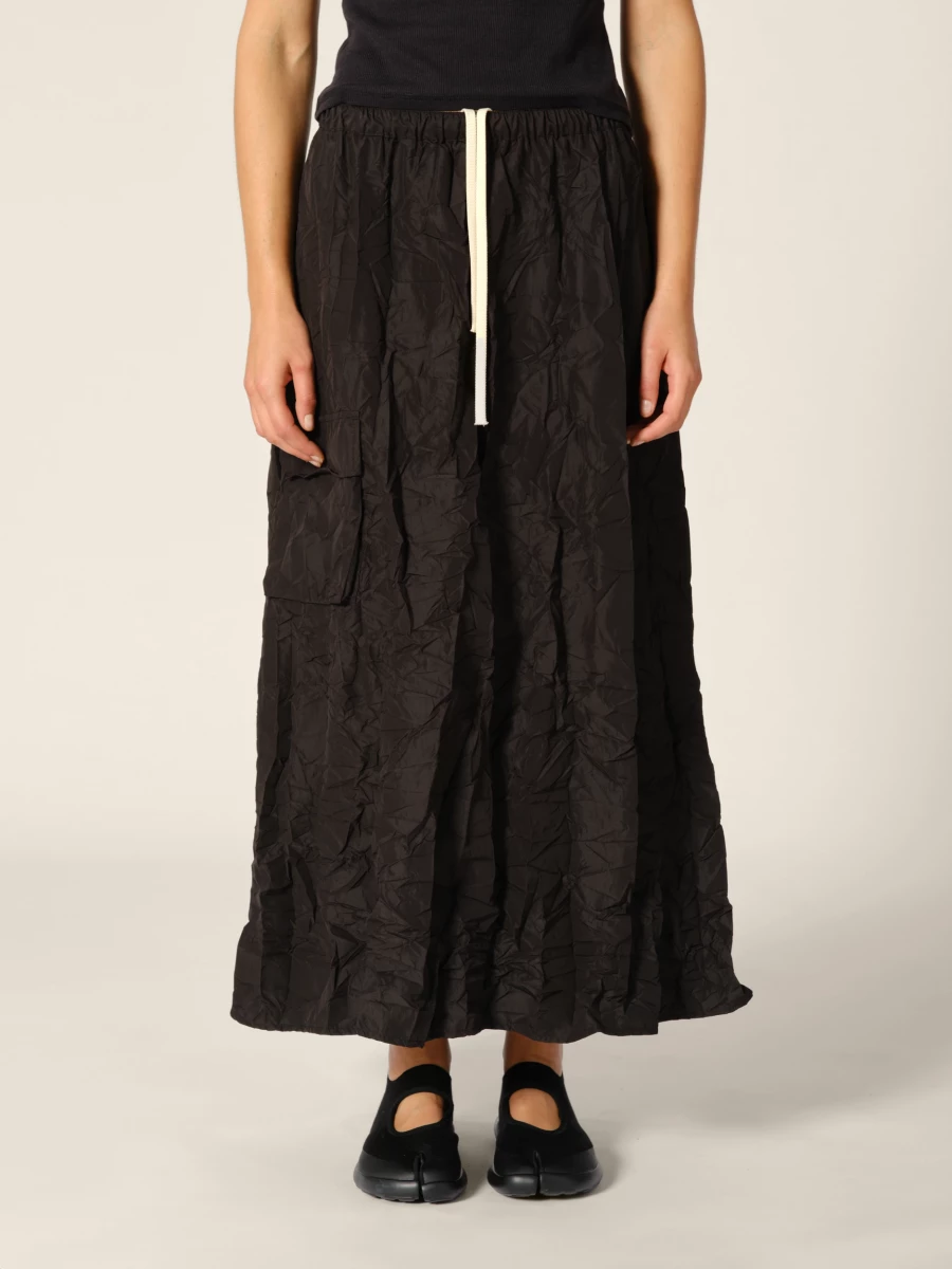 Black 'Ayta' crinkled midi skirt