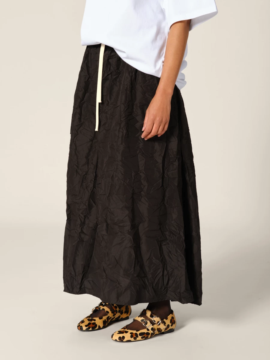 Black 'Ayta' crinkled midi skirt