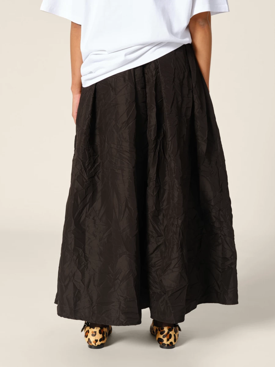 Black 'Ayta' crinkled midi skirt