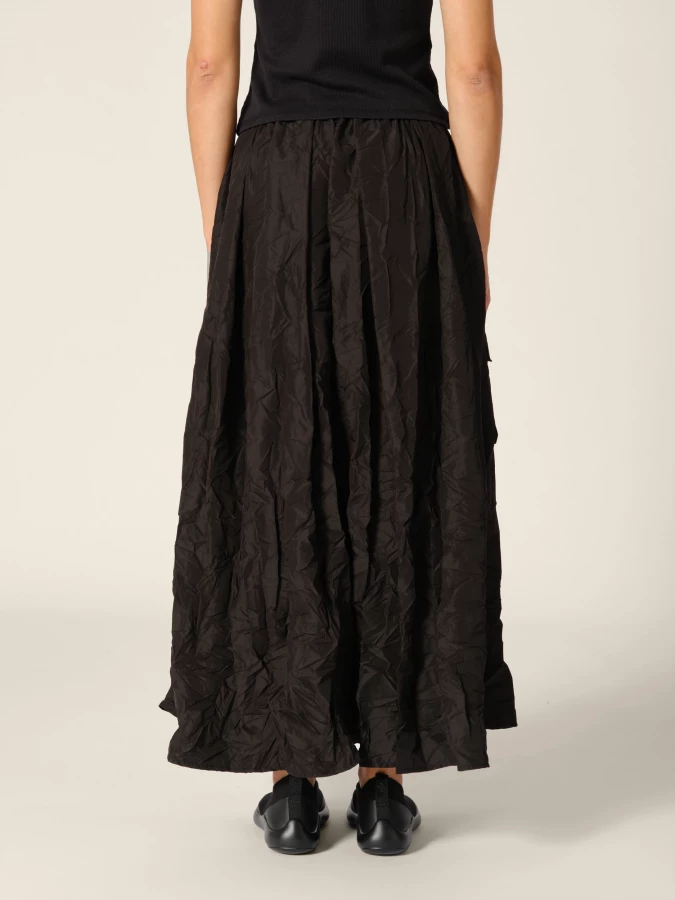 Black 'Ayta' crinkled midi skirt