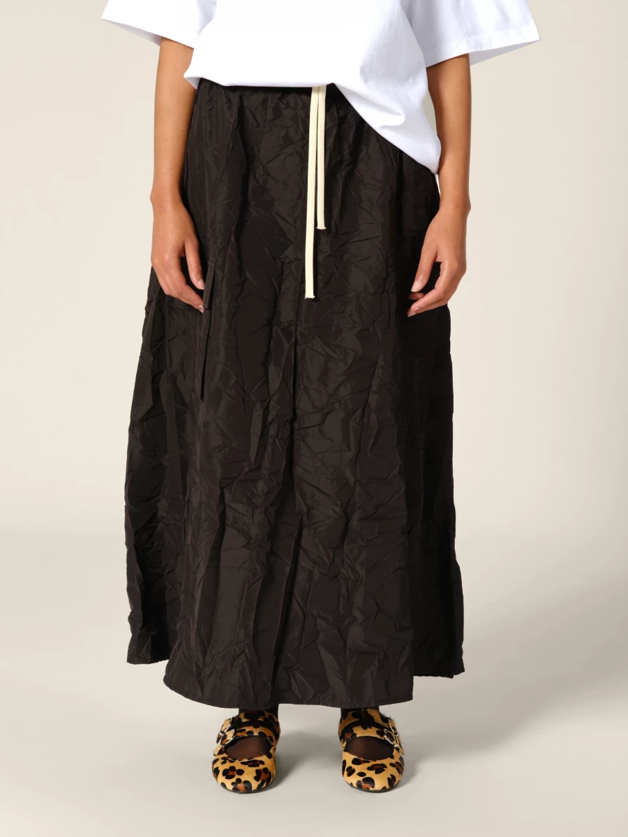 Black 'Ayta' crinkled midi skirt