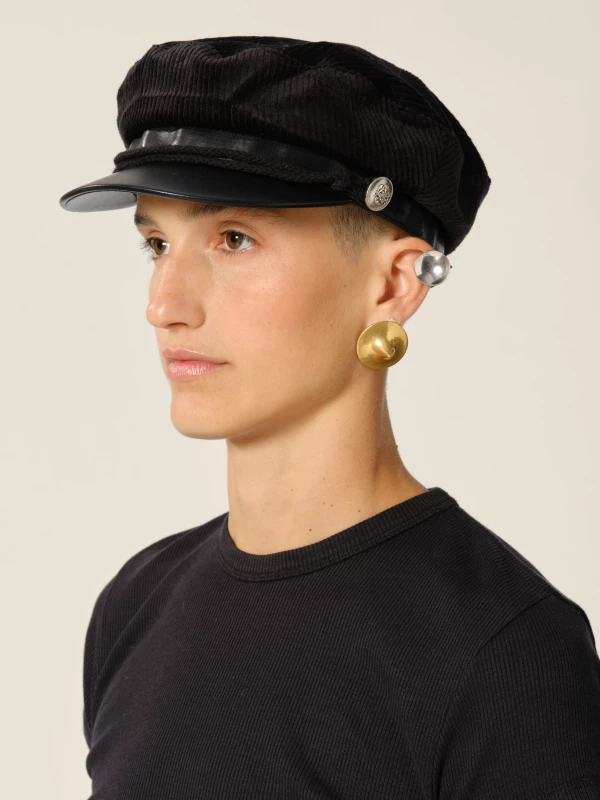 Cappello Nero 'Elea' in velluto a coste con fibbie in argento 2