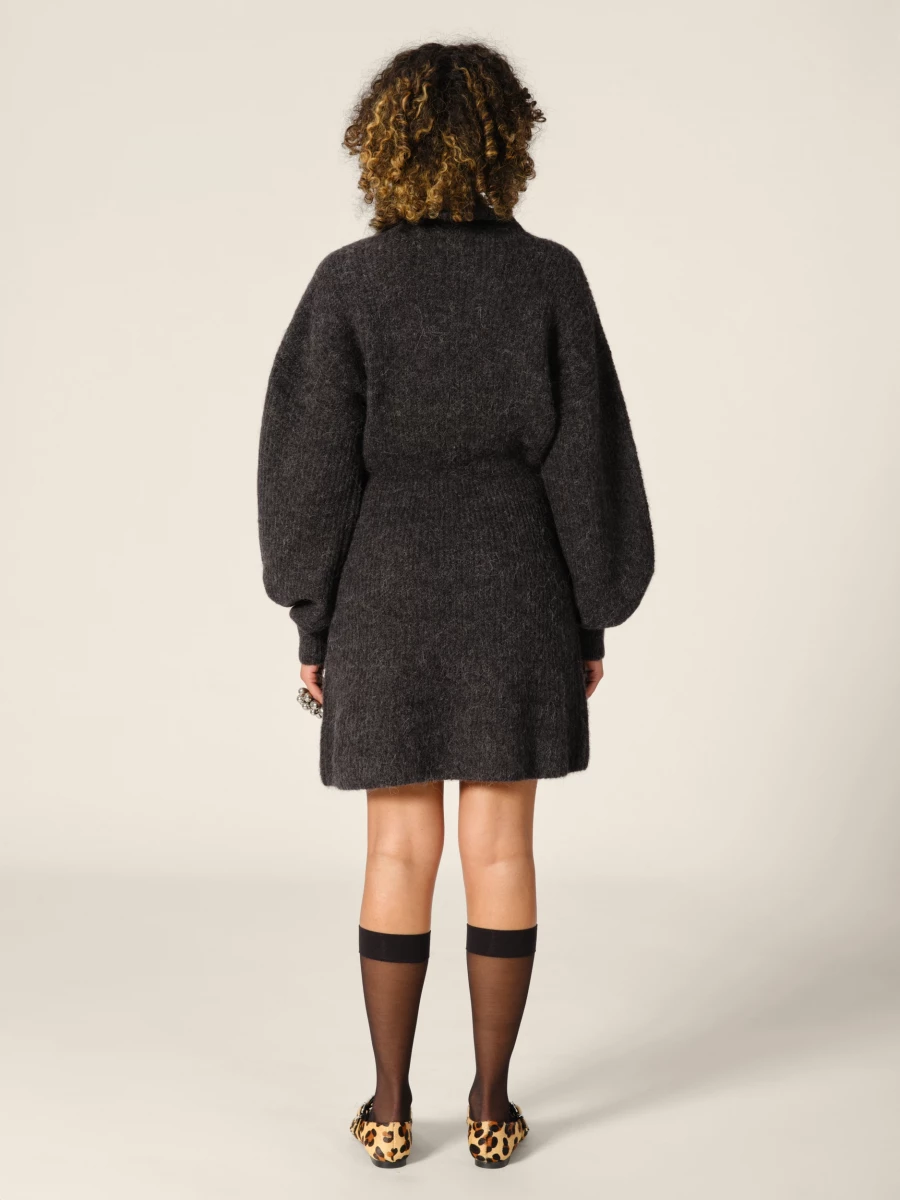 Abito Corto Grigio Melange 'Verona' in maglia con collo