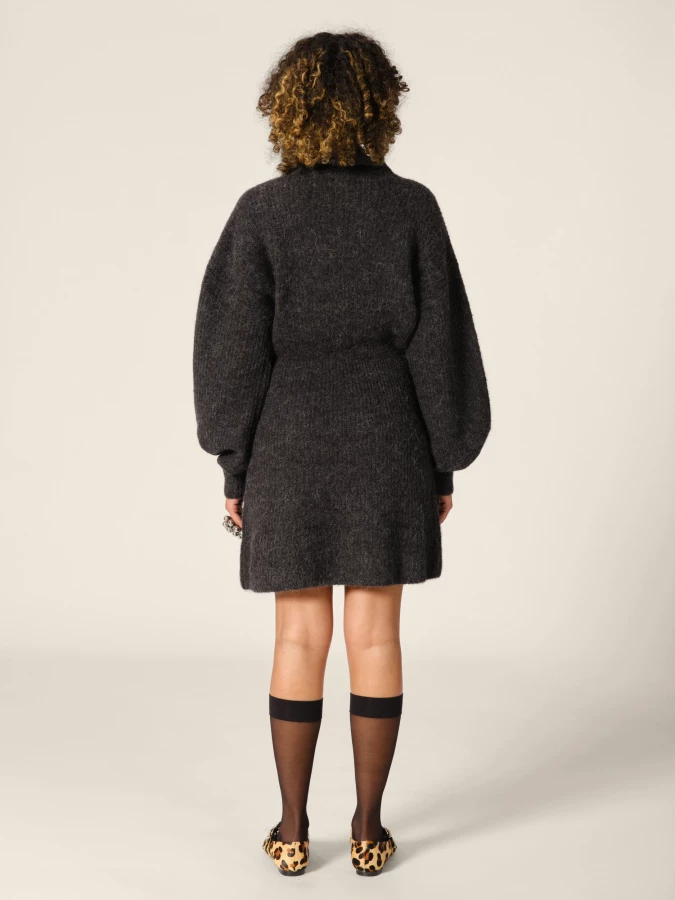 Grey Melange 'Verona' Knit Neck Short Dress