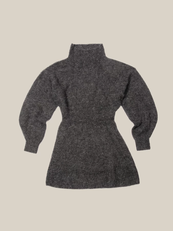 Grey Melange 'Verona' Knit Neck Short Dress