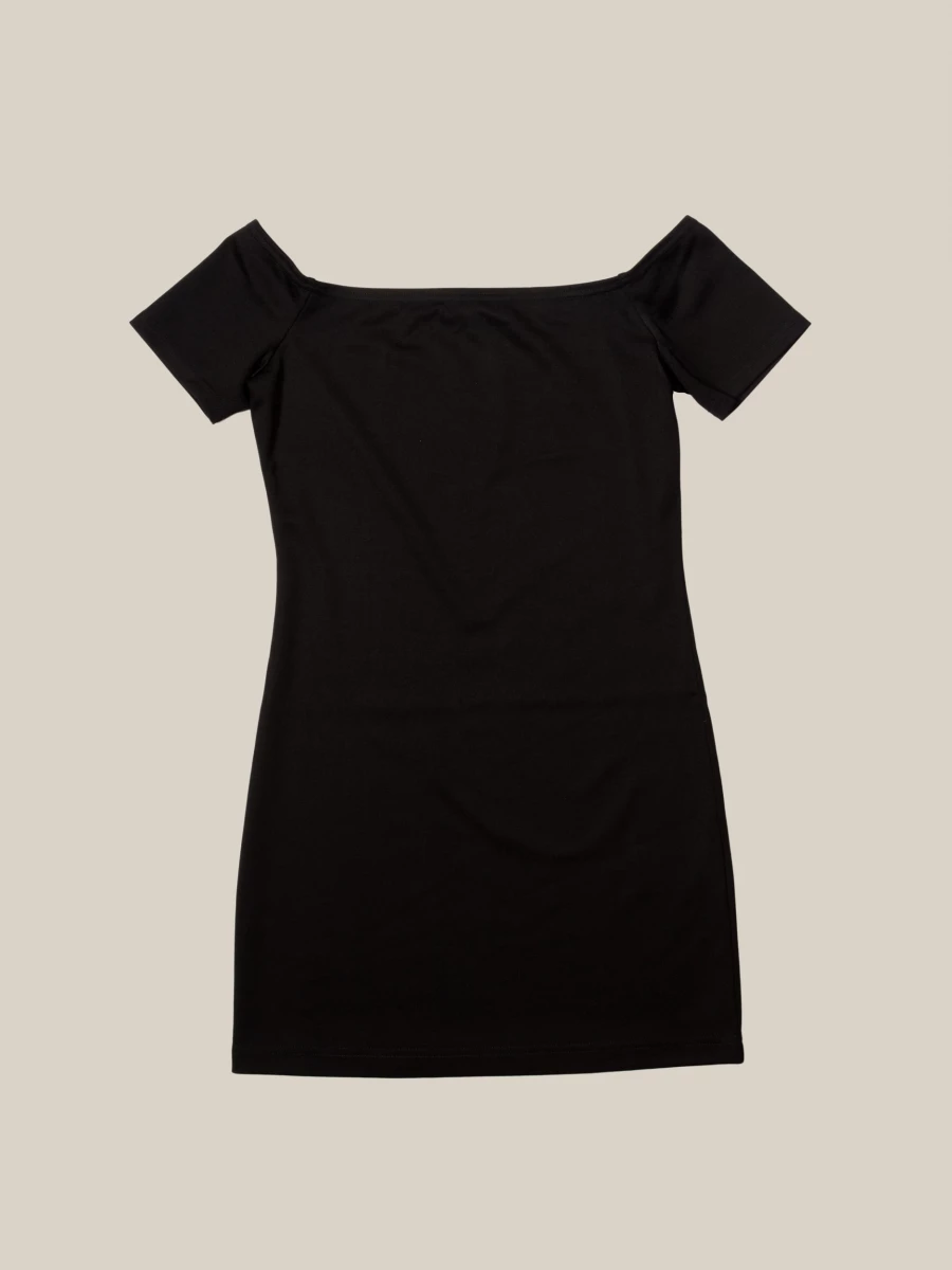 Black 'Zoe' Off-Shoulder Jersey Minidress