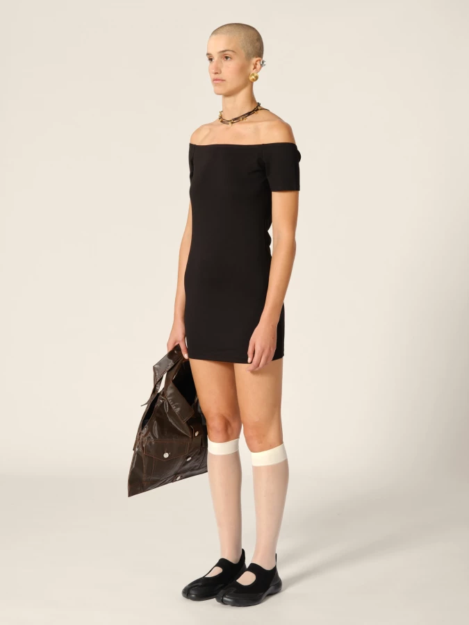 Abito Corto Nero 'Zoe' a spalle scoperte in jersey