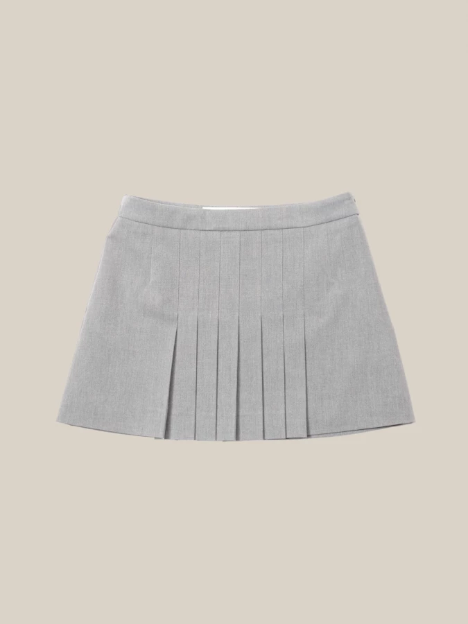 Light Grey 'Scott' Pleated Miniskirt