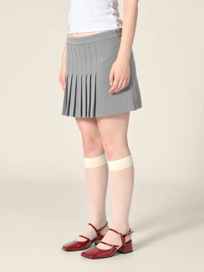 Minigonna Grigio Chiaro 'Scott' a pieghe