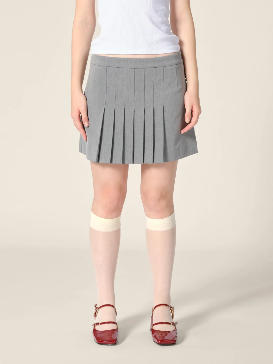 Light Grey 'Scott' Pleated Miniskirt