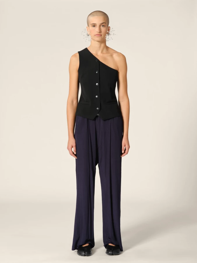 Black 'Scott' One-Shoulder Suiting Vest