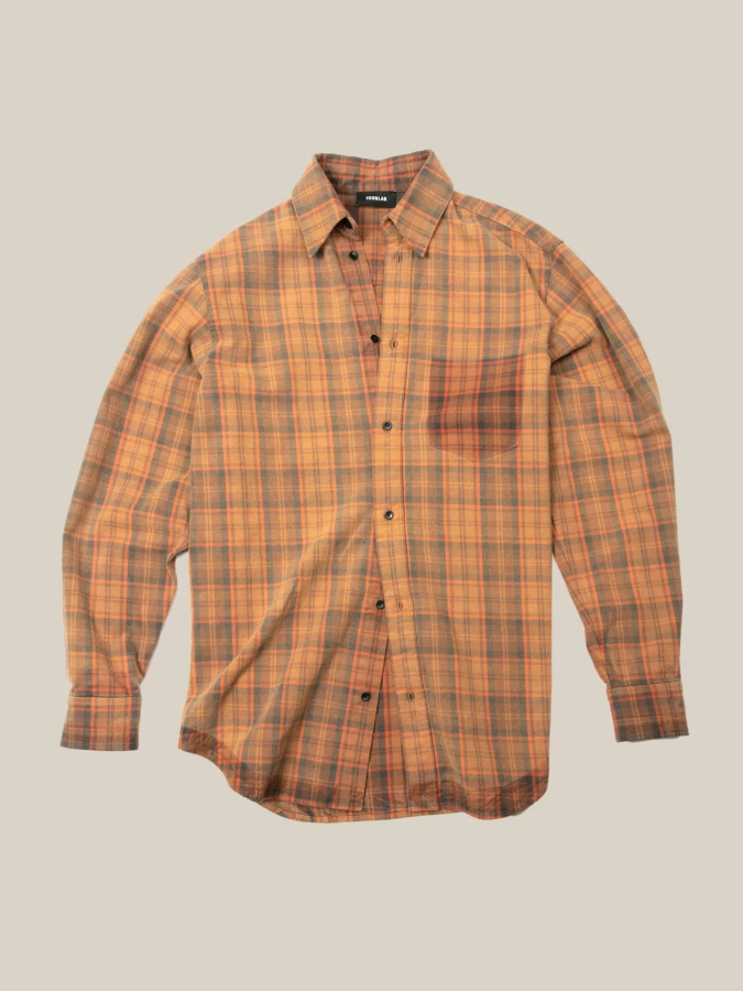 Camicia Arancione Over con motivo Tartan