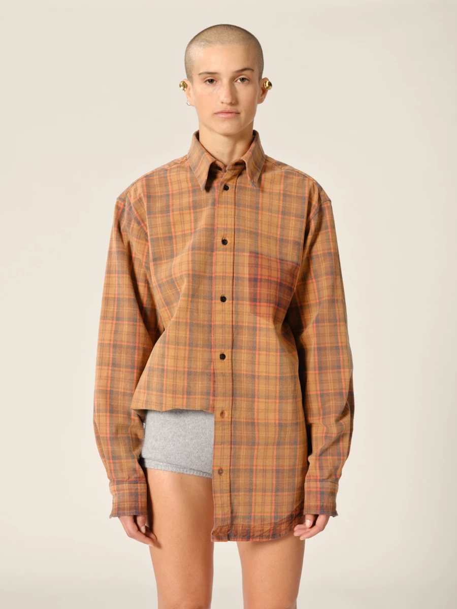 Orange Tartan Oversized Shirt