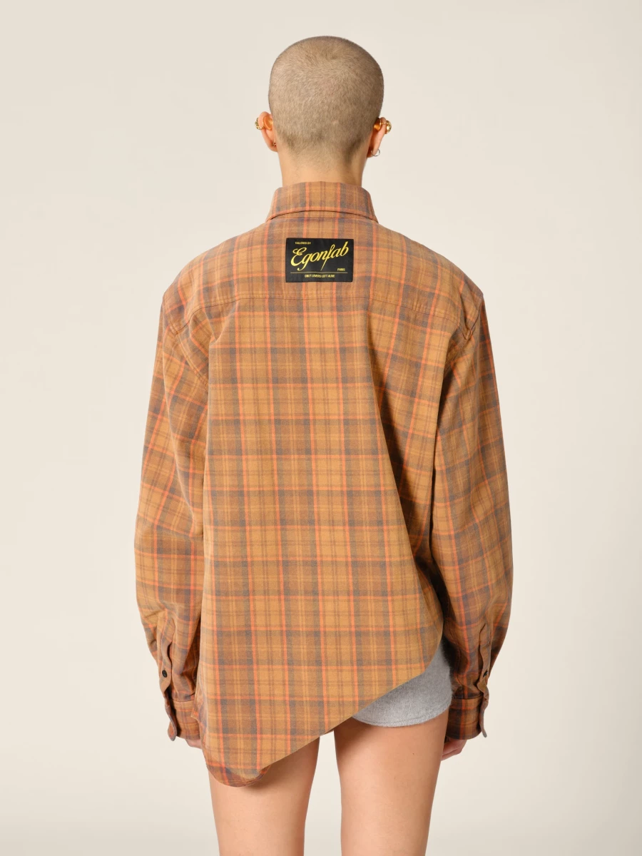 Camicia Arancione Over con motivo Tartan