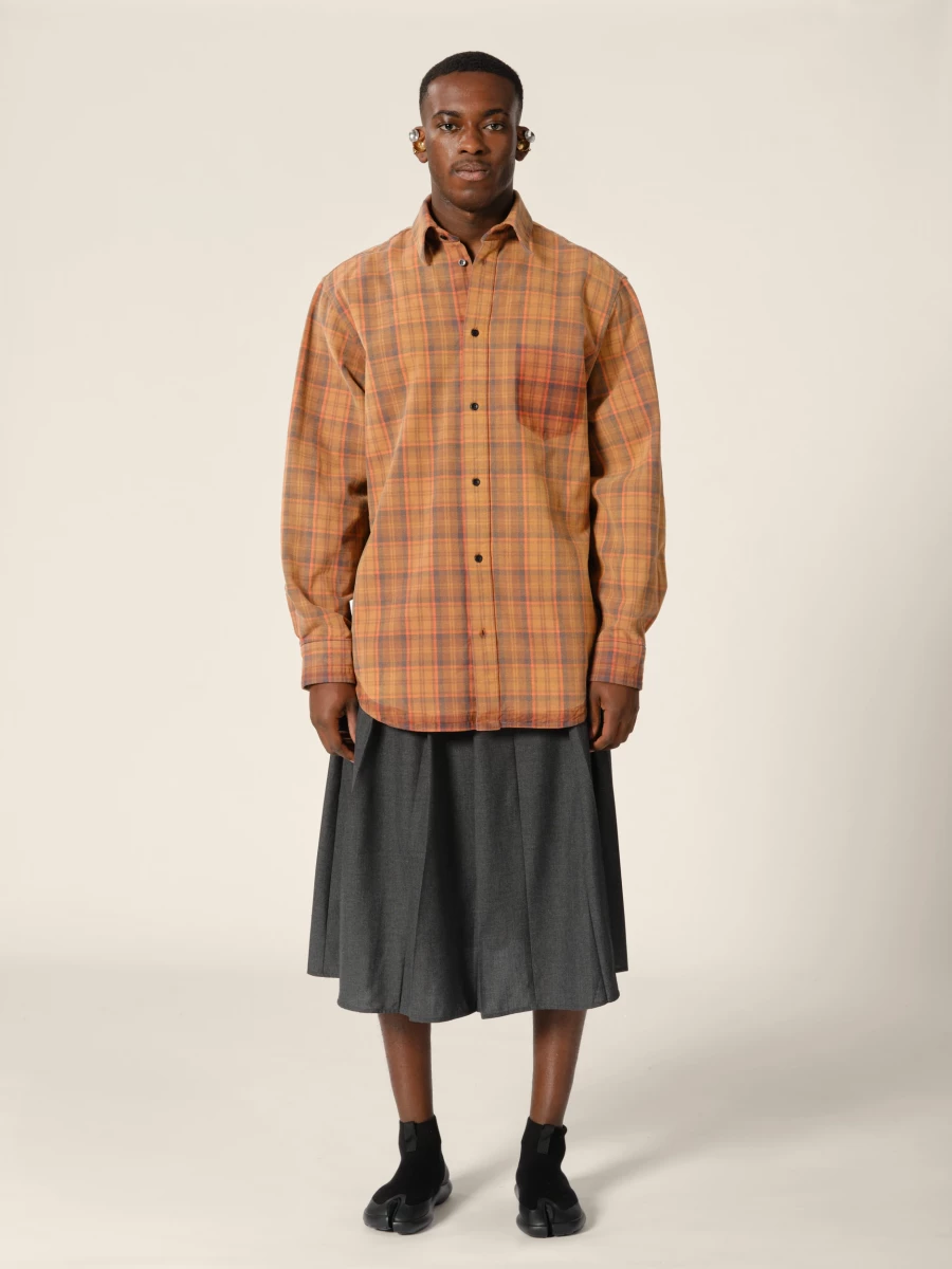 Orange Tartan Oversized Shirt