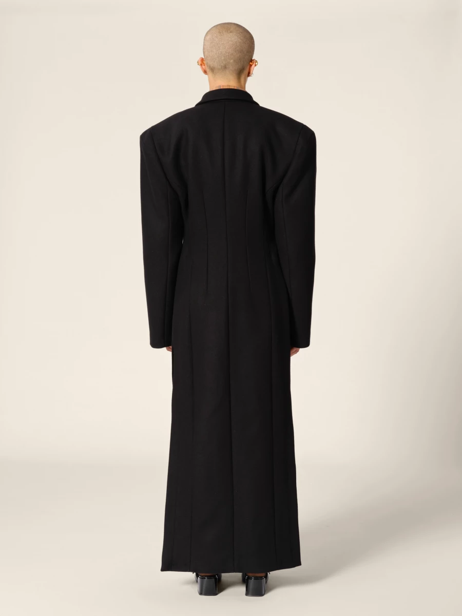 Cappotto lungo Nero Doppio petto in Lana