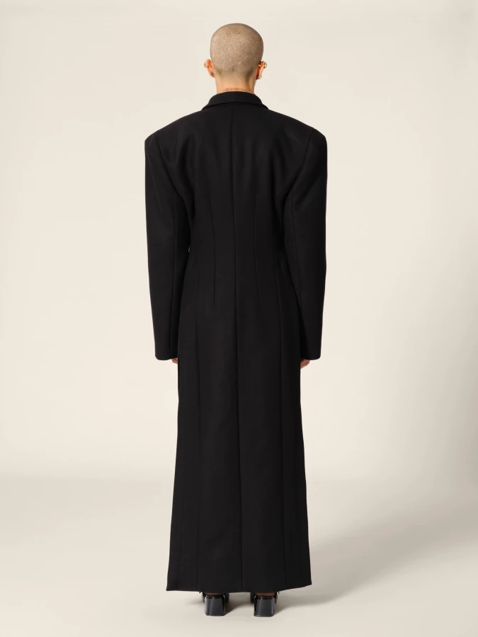 Cappotto lungo Nero Doppio petto in Lana