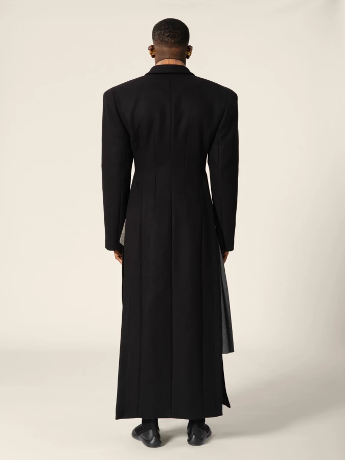 Cappotto lungo Nero Doppio petto in Lana