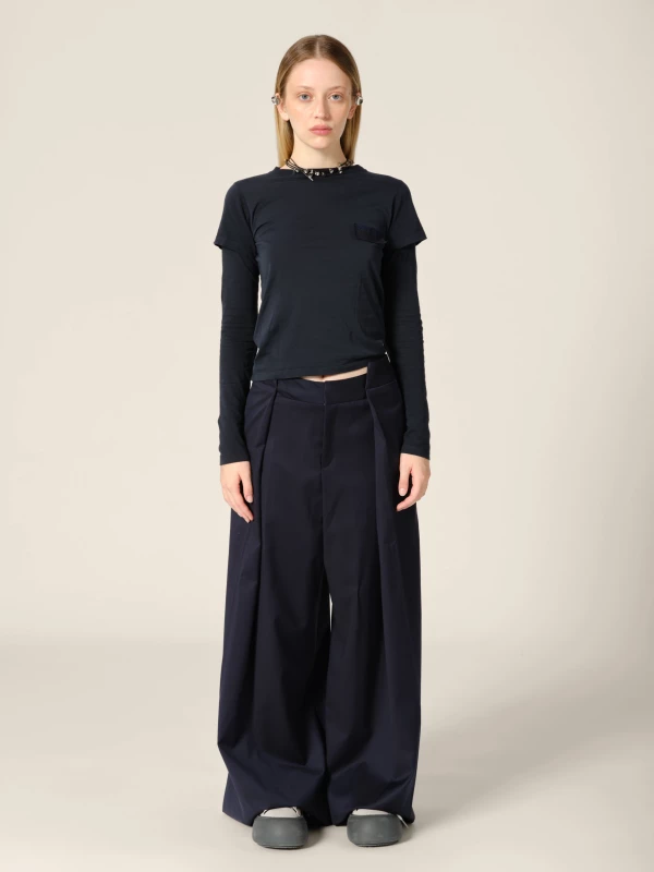 Dark Blue 'Baby' Double Sleeves Organic Cotton T-Shirt