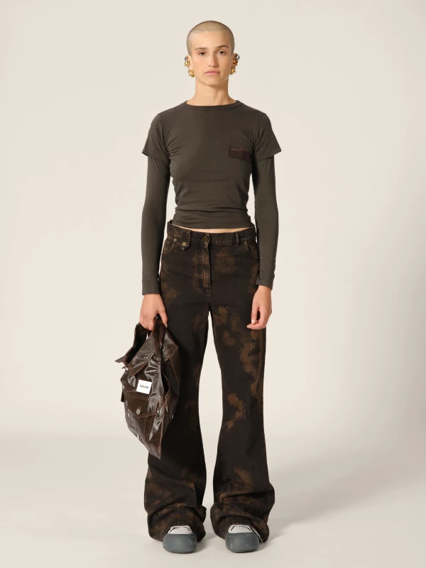 Brown 'Baby' Double Sleeves Organic Cotton T-Shirt 2