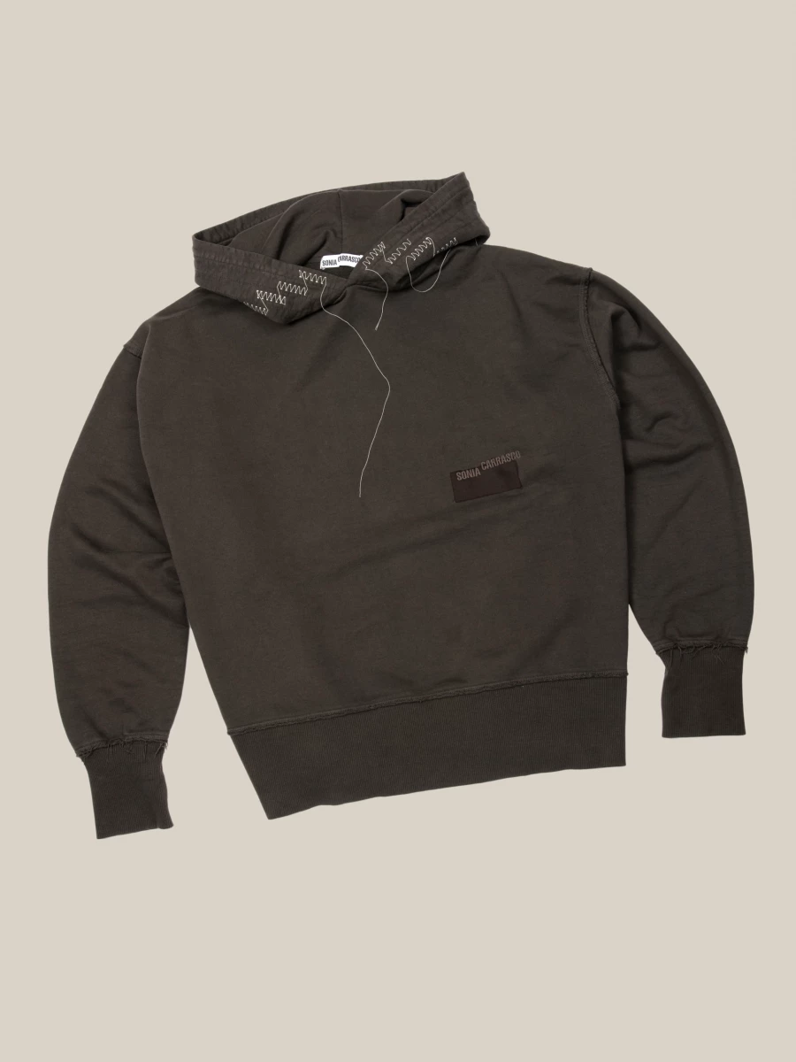 Brown Organic Cotton Hoodie with Contrasting Details