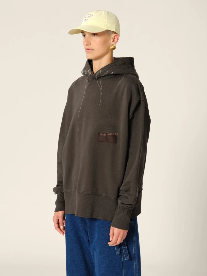 Brown Organic Cotton Hoodie with Contrasting Details