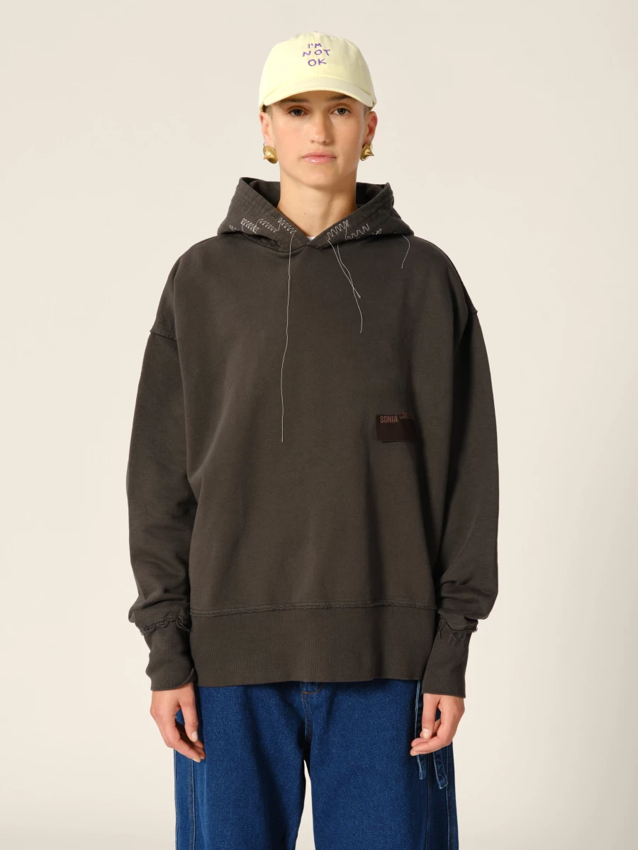 Brown Organic Cotton Hoodie with Contrasting Details