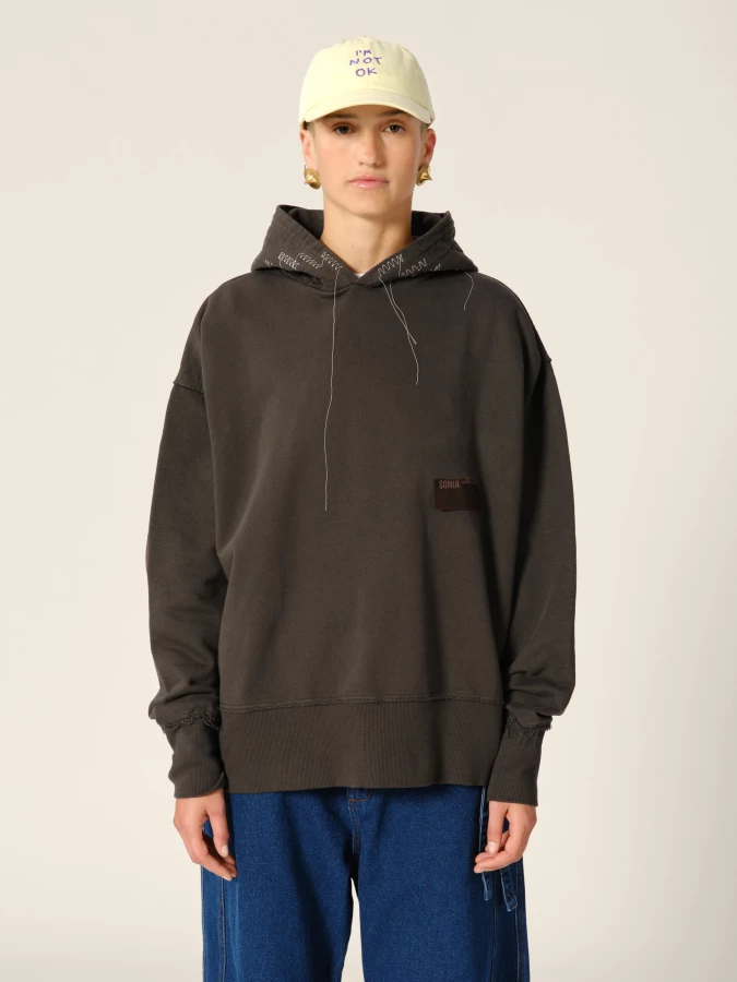 Brown Organic Cotton Hoodie with Contrasting Details