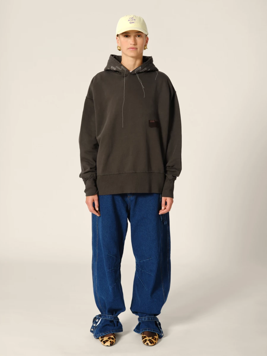 Brown Organic Cotton Hoodie with Contrasting Details