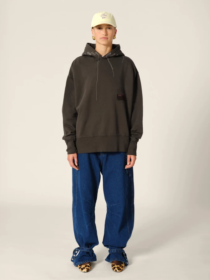 Brown Organic Cotton Hoodie with Contrasting Details