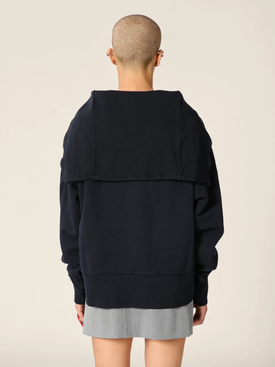 Dark Blue Organic Cotton Half Zip Up