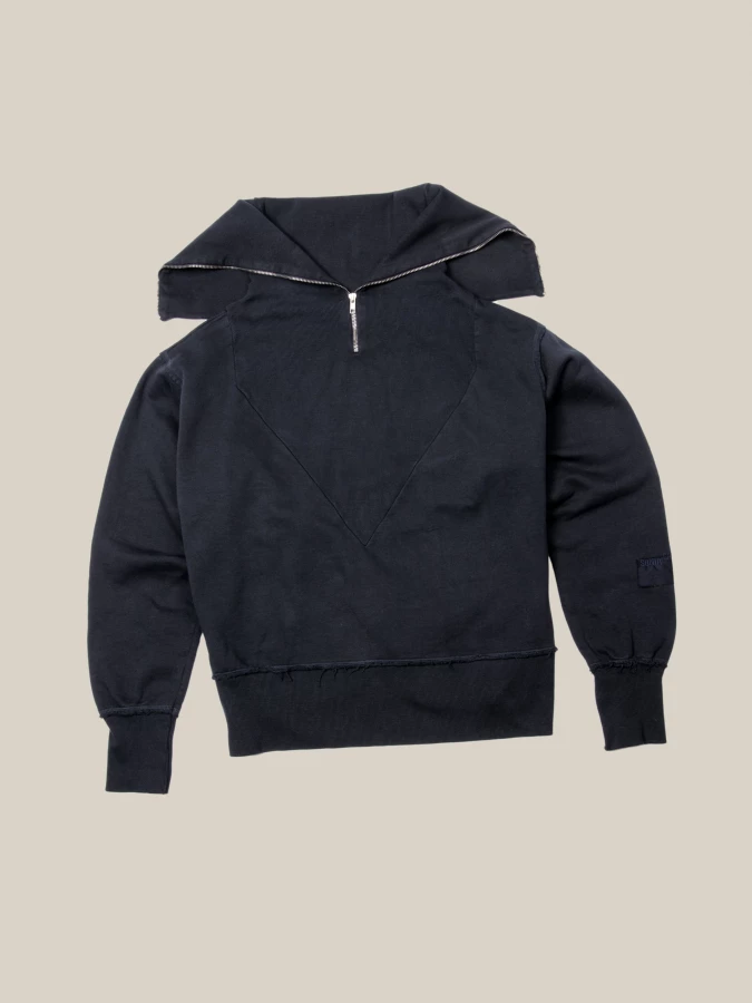 Dark Blue Organic Cotton Half Zip Up
