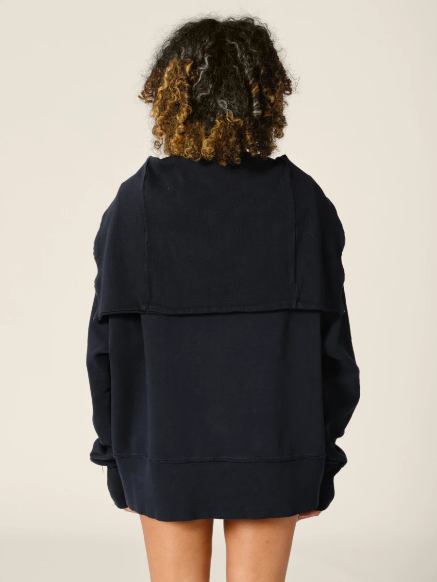 Dark Blue Organic Cotton Half Zip Up