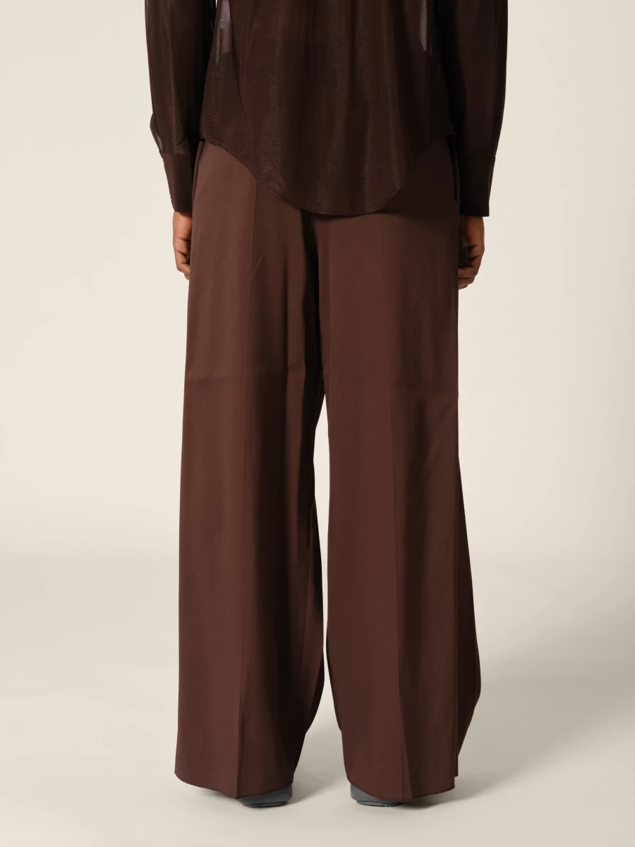 Brown Folded Upcycled Wool Wide Leg Trousers