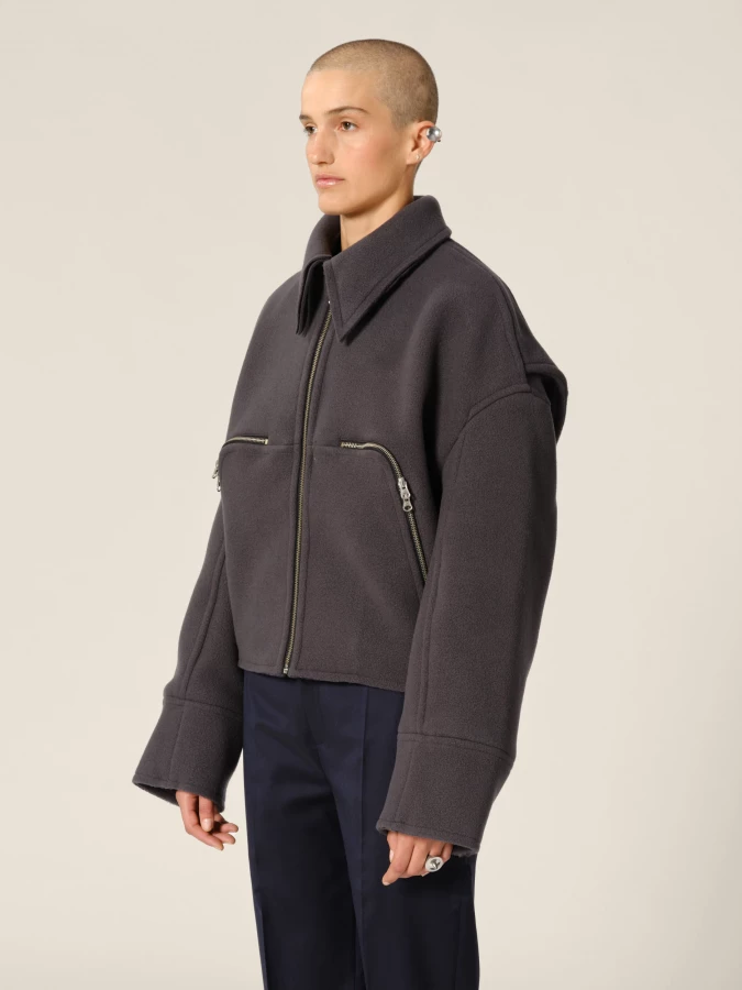 Grey 'Marty' Boxy Wool Jacket