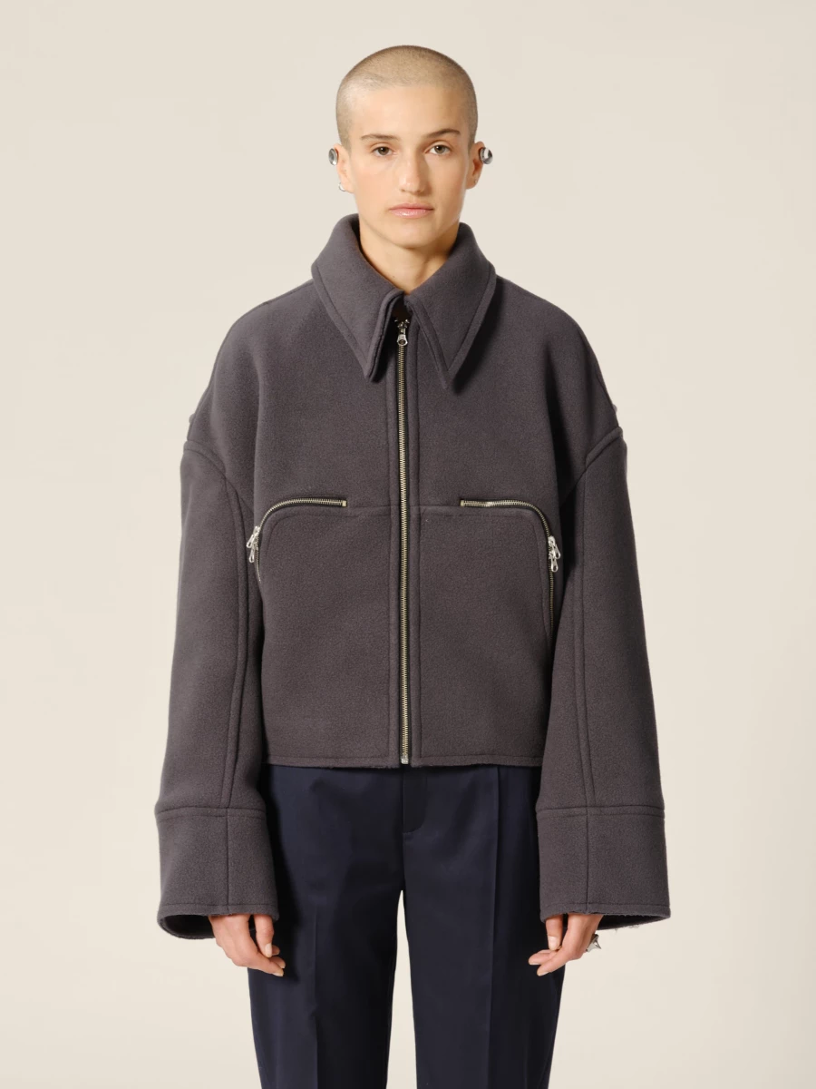 Grey 'Marty' Boxy Wool Jacket