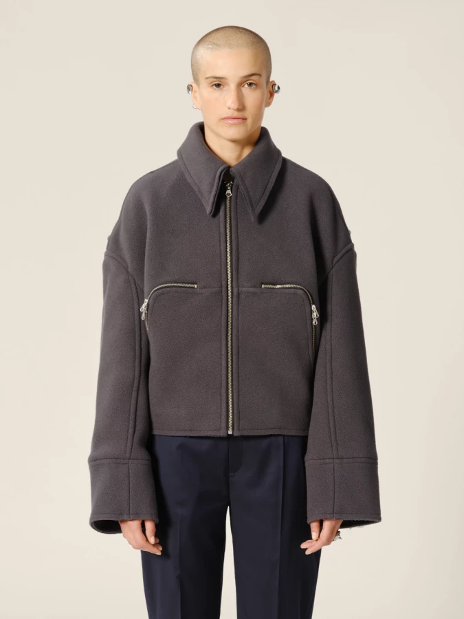 Giacca Grigia 'Marty' con colletto in lana