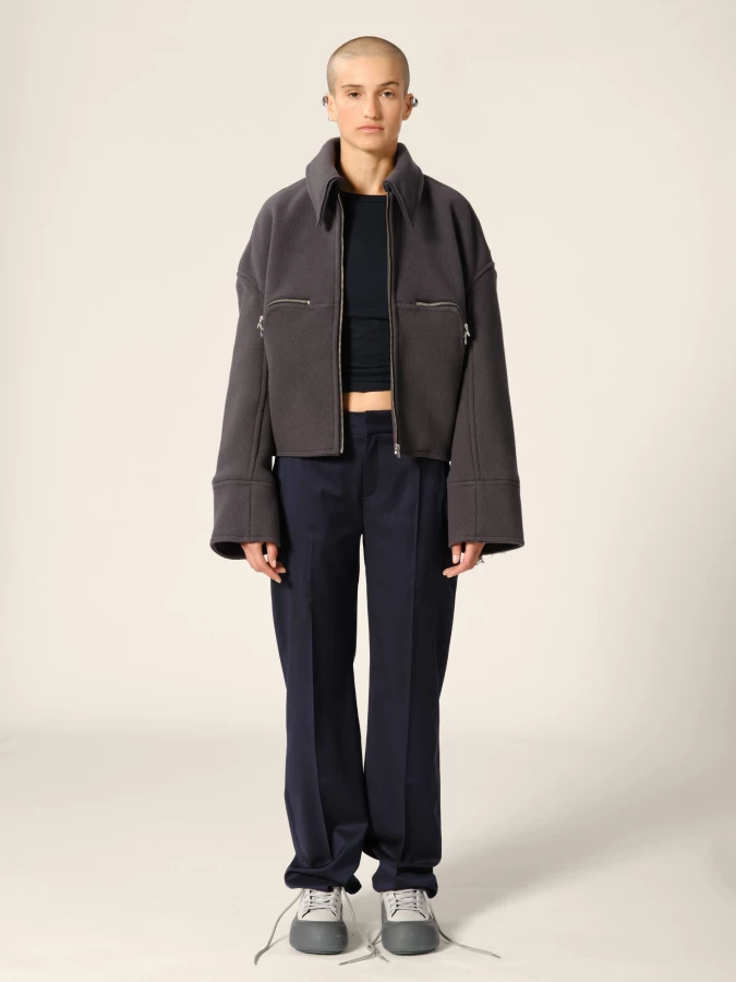 Giacca Grigia 'Marty' con colletto in lana