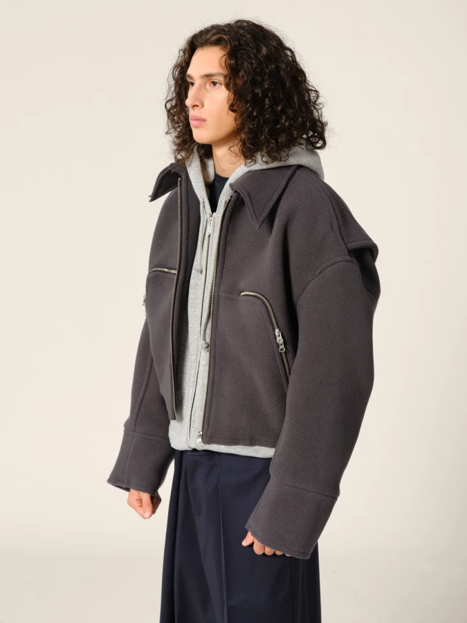 Grey 'Marty' Boxy Wool Jacket