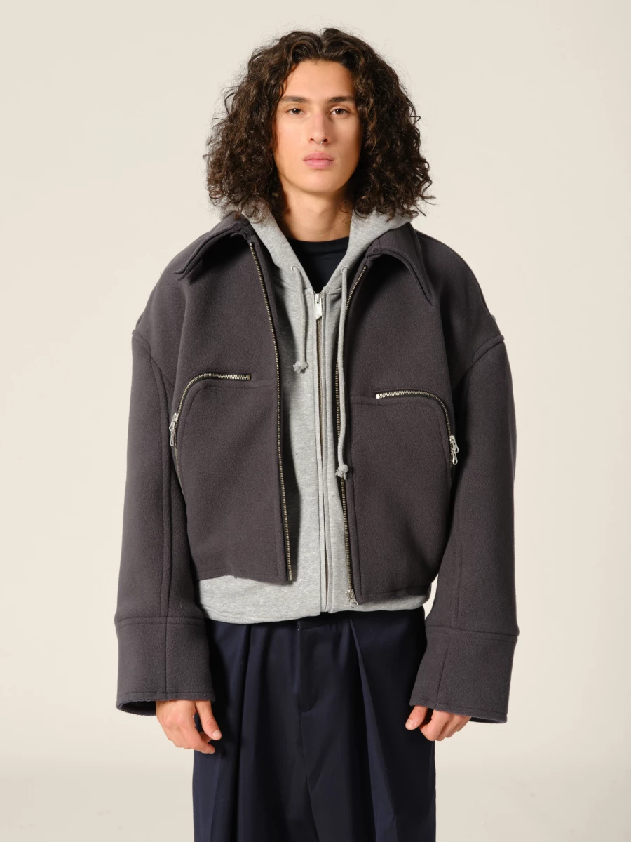 Grey 'Marty' Boxy Wool Jacket