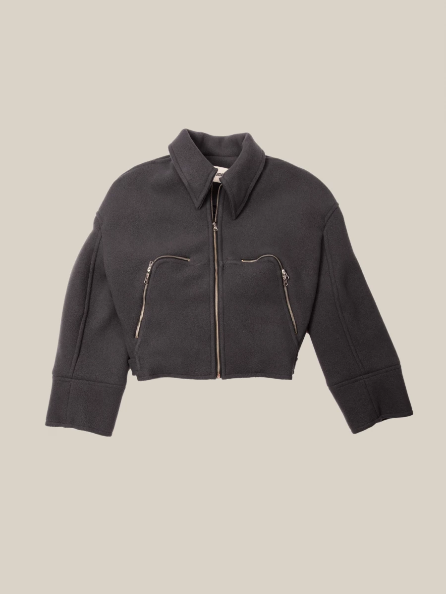 Grey 'Marty' Boxy Wool Jacket